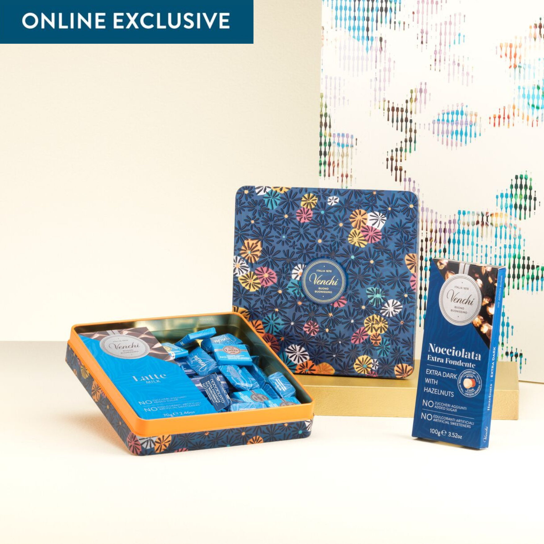 千花系列無添加糖巧克力正方形鐵盒– Venchi Fine Italian Chocolate