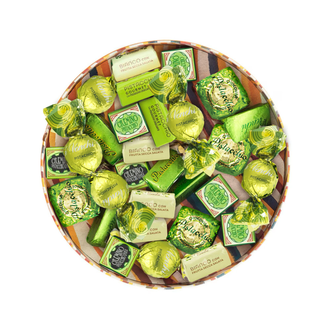 香港 ノベルティ ハニヴ ミロ Murrine Pistachio Medium Round Hamper – Venchi Fine Italian Chocolate