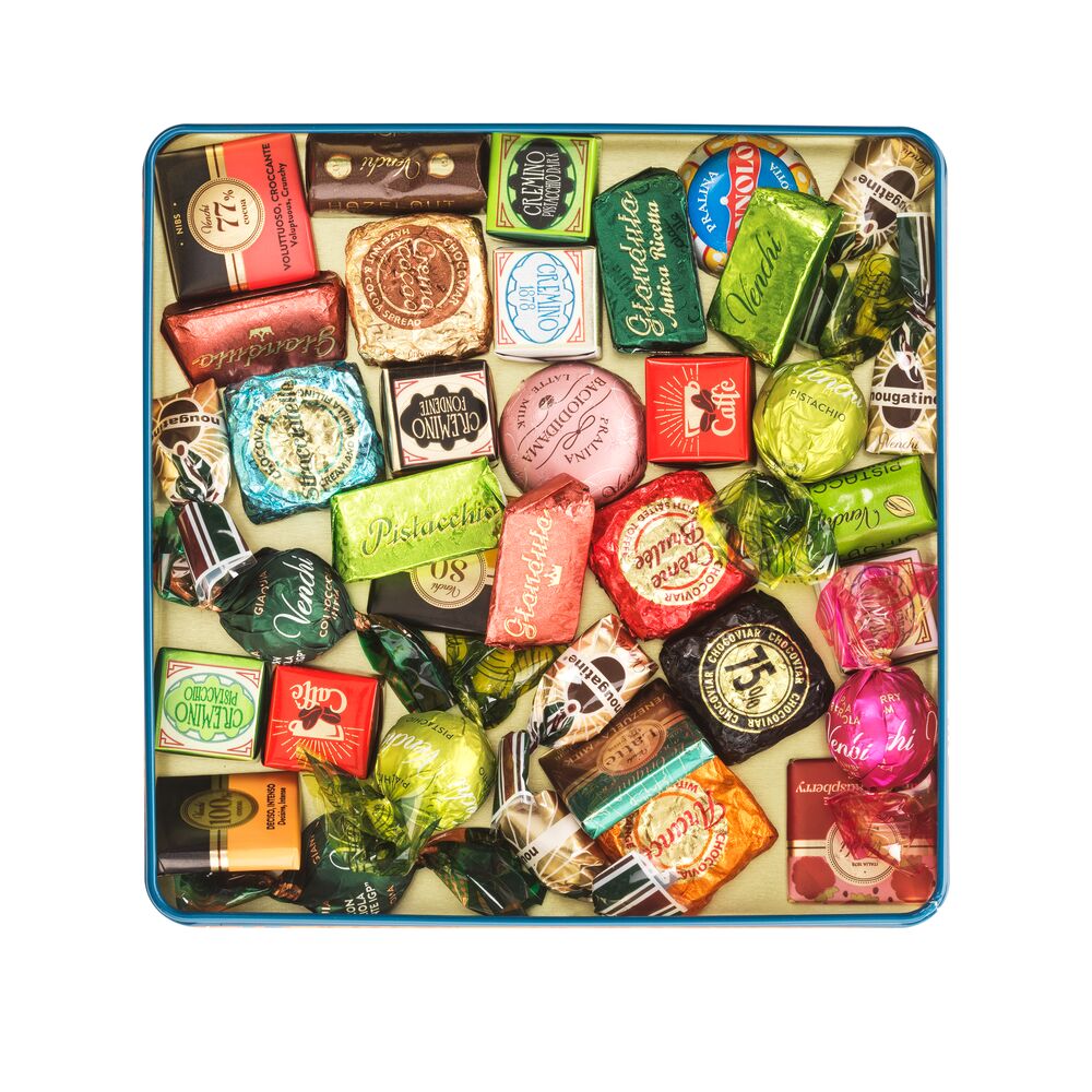 千花系列巧克力正方形鐵盒