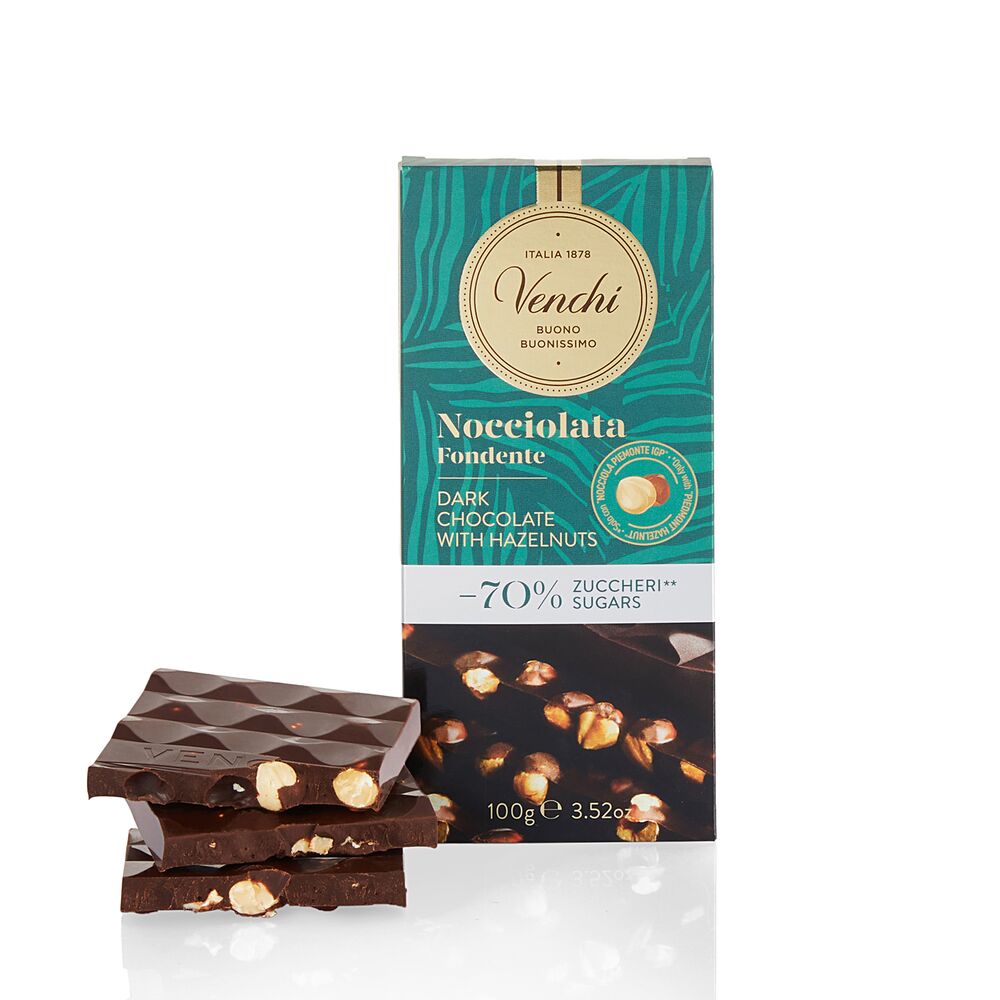 Dark Chocolate Hazelnut -70% Sugars bar 100 g