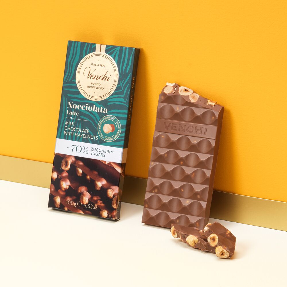 Milk Chocolate Hazelnut -70% Sugars bar 100 g – Venchi Fine Italian ...