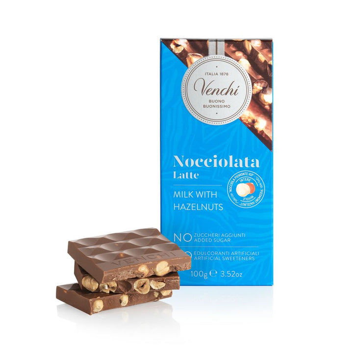 Venchi Chocolate Bar - NO Added Sugar Milk Chocolate Hazelnut Bar